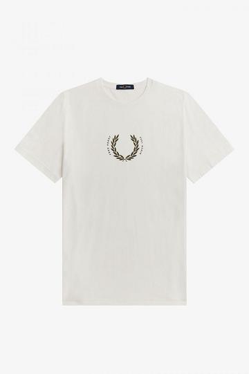 White Fred Perry Laurel Wreath Men's T Shirts | PH 1702RVDW